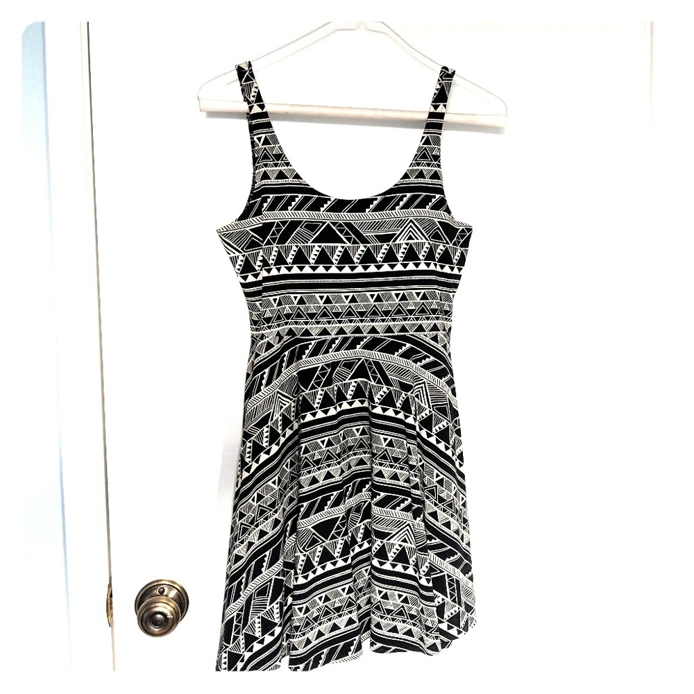 PINK patterned black dress